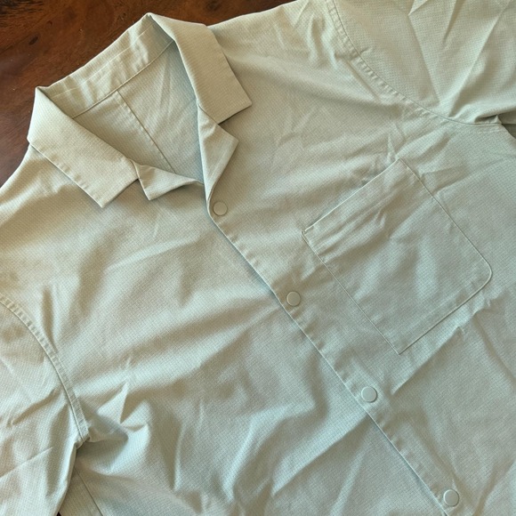 Lululemon Other - Lululemon Shirt Mens Green Large Airing Easy Camp Cotton Snap Short Sleeve